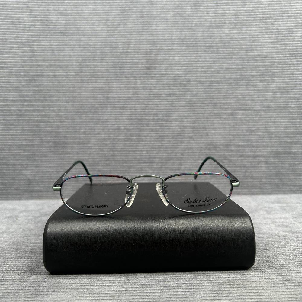 Sophia Loren M52 Zyloware Y2k Eyeglass Frames Green Multi Color Oval Spring